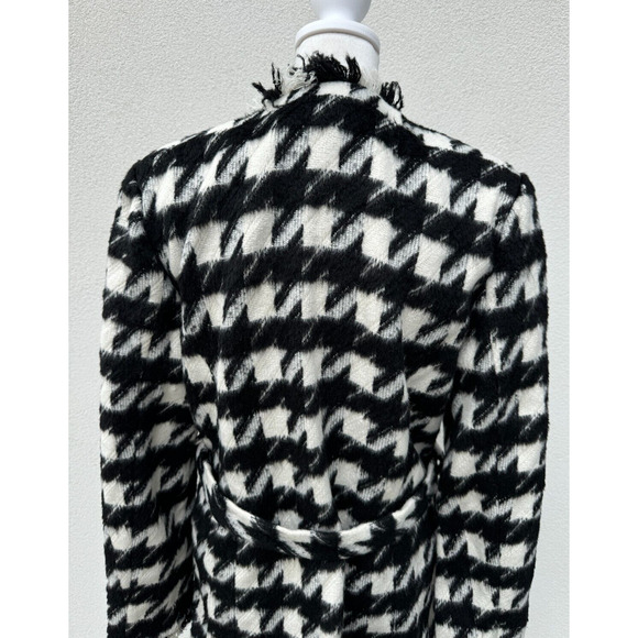 L' Agence Houndstooth print trench coat jacket black & white Sz. 8 New with tags - Picture 8 of 15